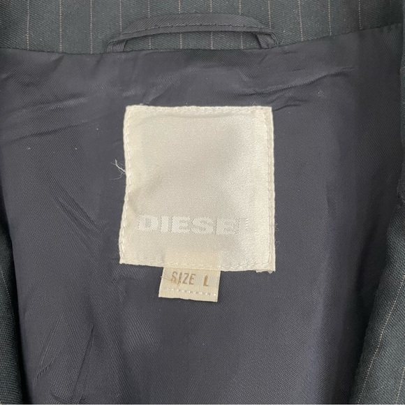 DIESEL Jamon-Bis Blazer Jacket Men’s Xl Gray Striped Cotton Snap Buttons Sleeves - Picture 3 of 12